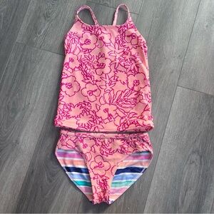 Athleta Girl Beachy Keen Tankini Multicolor Floral 2 Piece Swimsuit S7